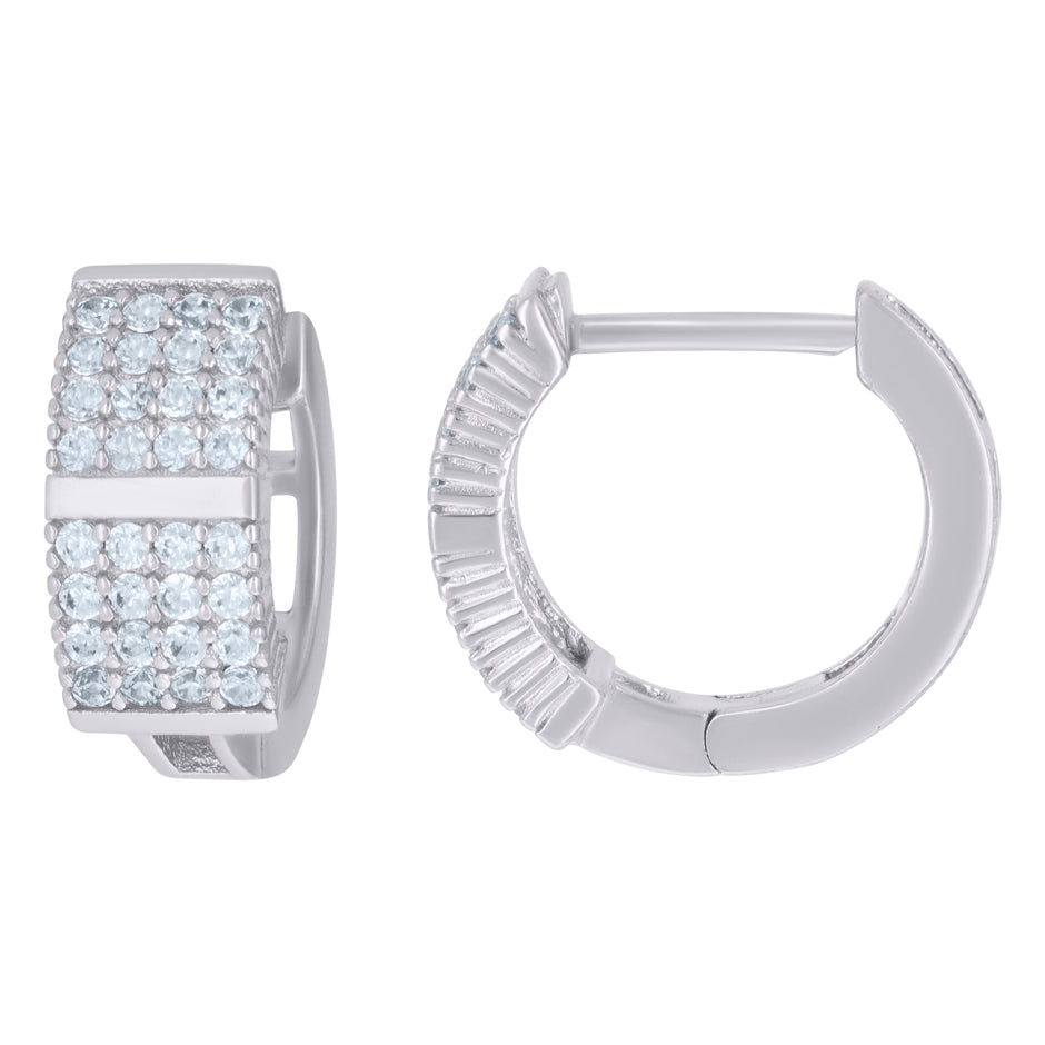 925 Sterling Silver Womens Cubic-Zirconia Four Row Endless Hoop Earrings