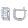925 Sterling Silver Womens Baguette Round Cubic-Zirconia Fashion Hoop Earrings