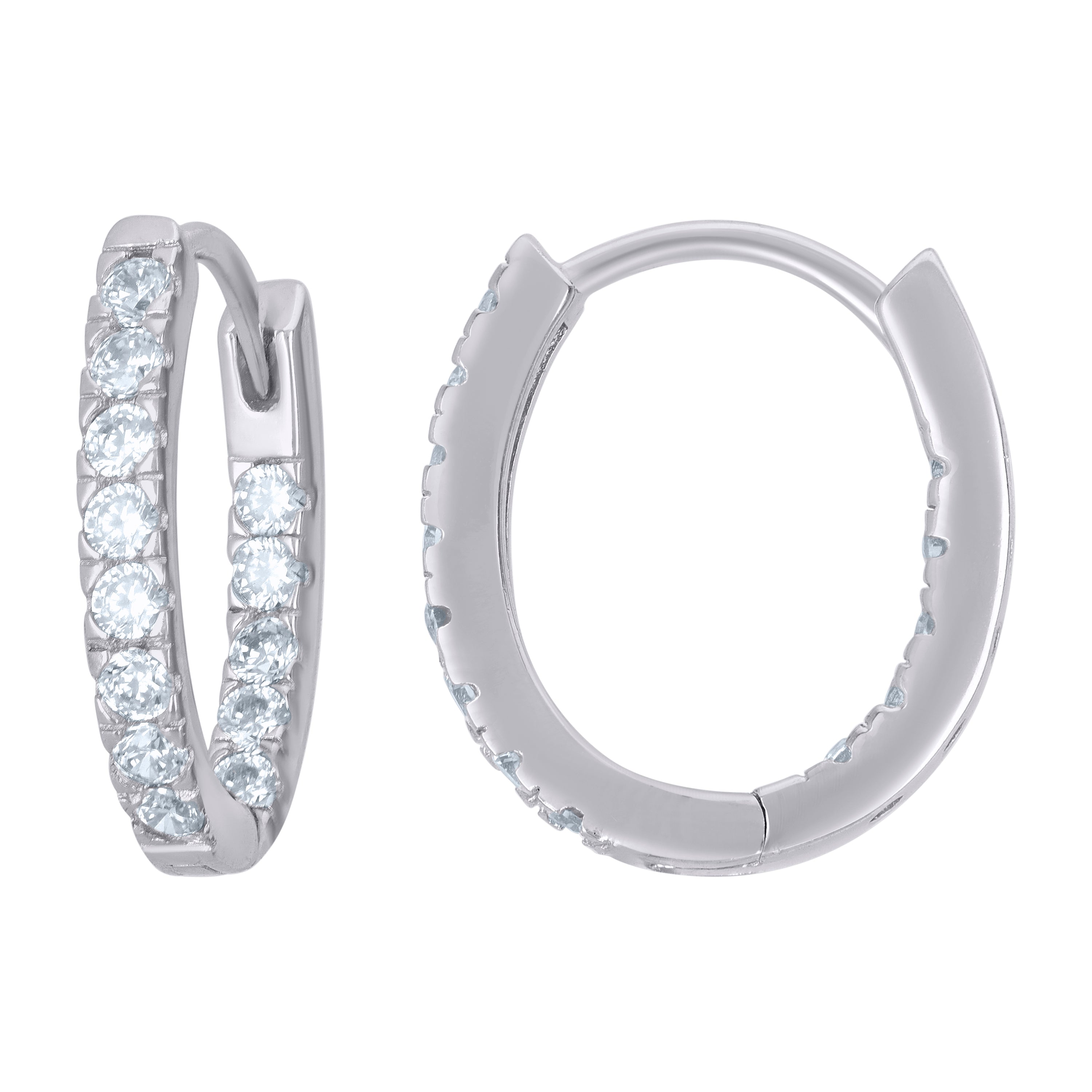 925 Sterling Silver Womens Cubic-Zirconia Single Row Endless Hoop Earrings