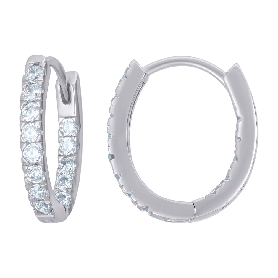 925 Sterling Silver Womens Cubic-Zirconia Single Row Endless Hoop Earrings