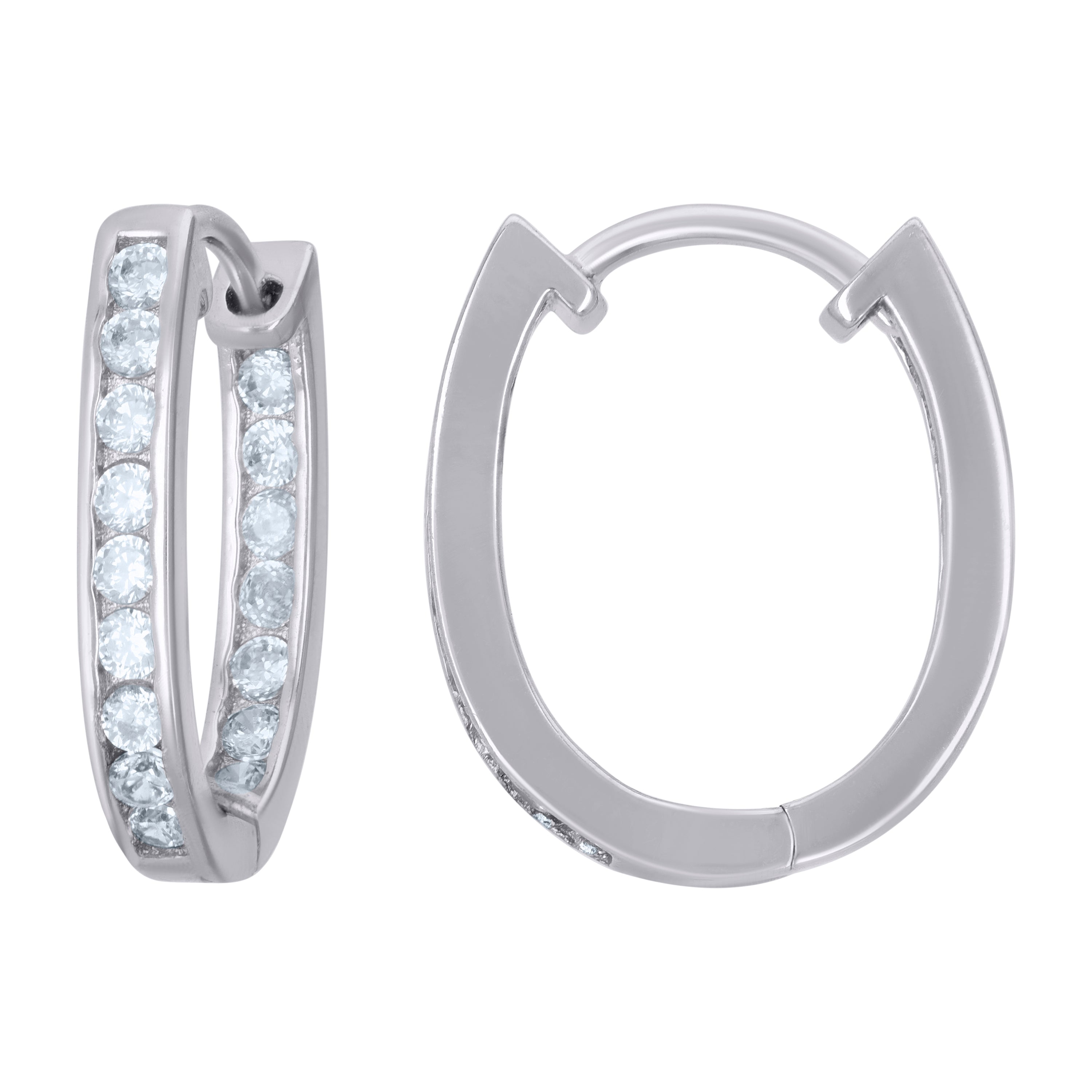 925 Sterling Silver Womens Cubic-Zirconia Single Row Endless Hoop Earrings