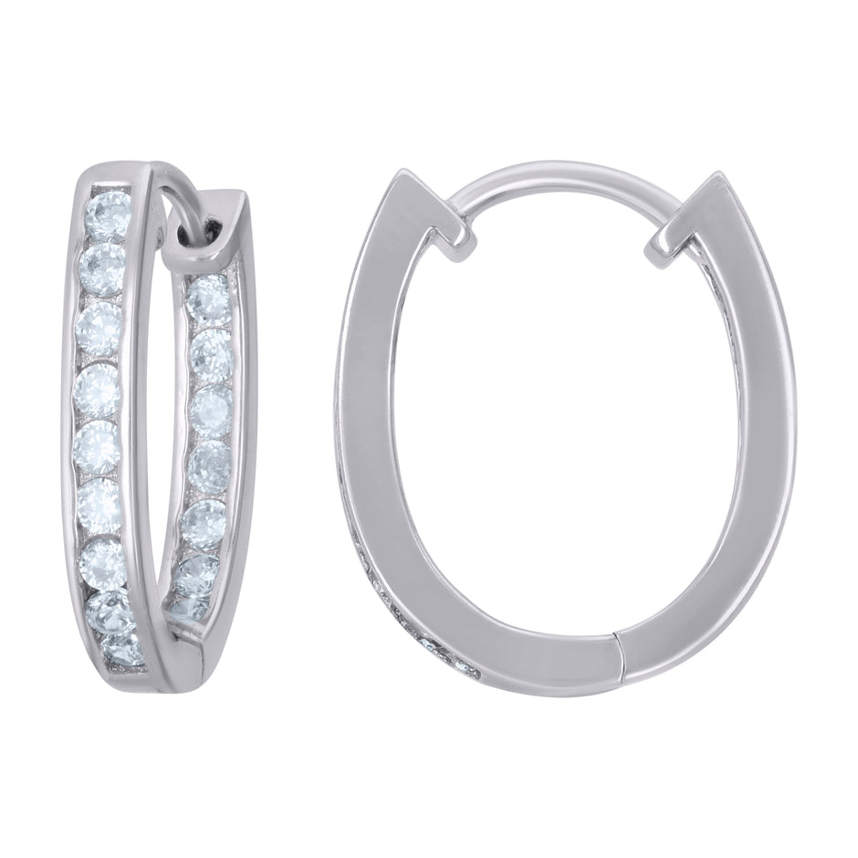 925 Sterling Silver Womens Cubic-Zirconia Single Row Endless Hoop Earrings