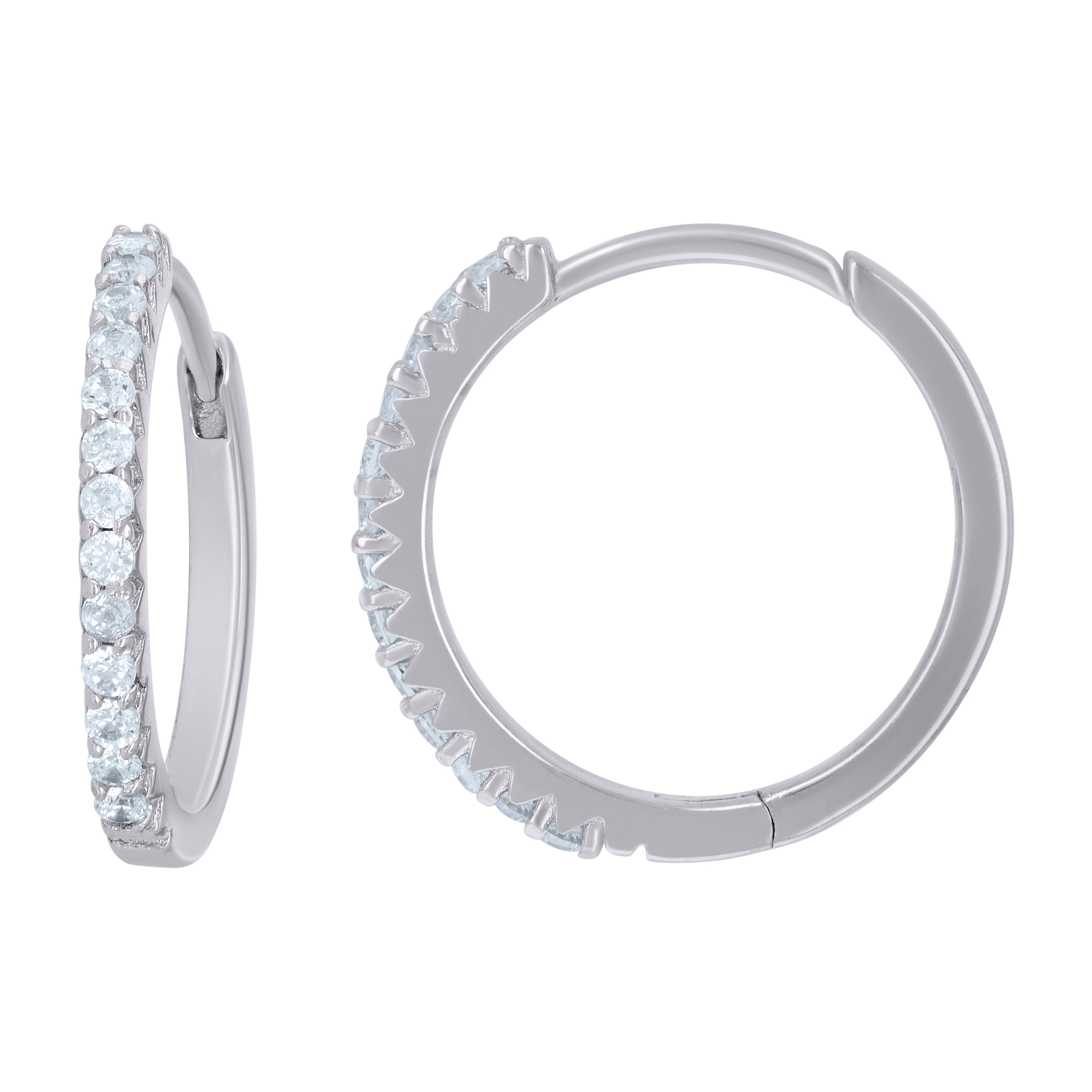 925 Sterling Silver Womens Cubic-Zirconia Single Row Endless Hoop Earrings