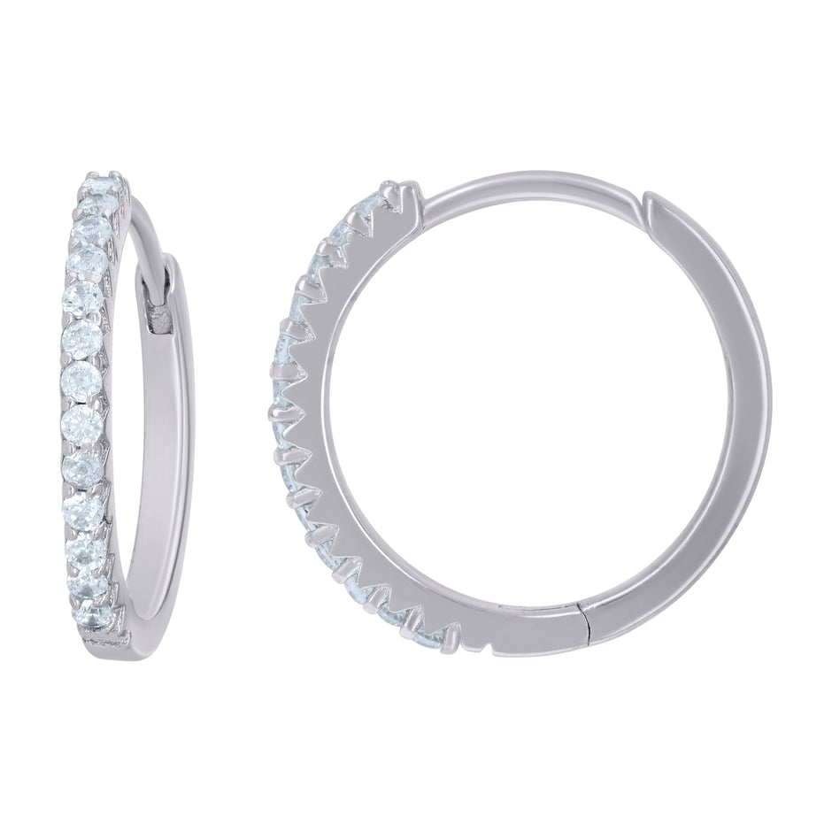 925 Sterling Silver Womens Cubic-Zirconia Single Row Endless Hoop Earrings
