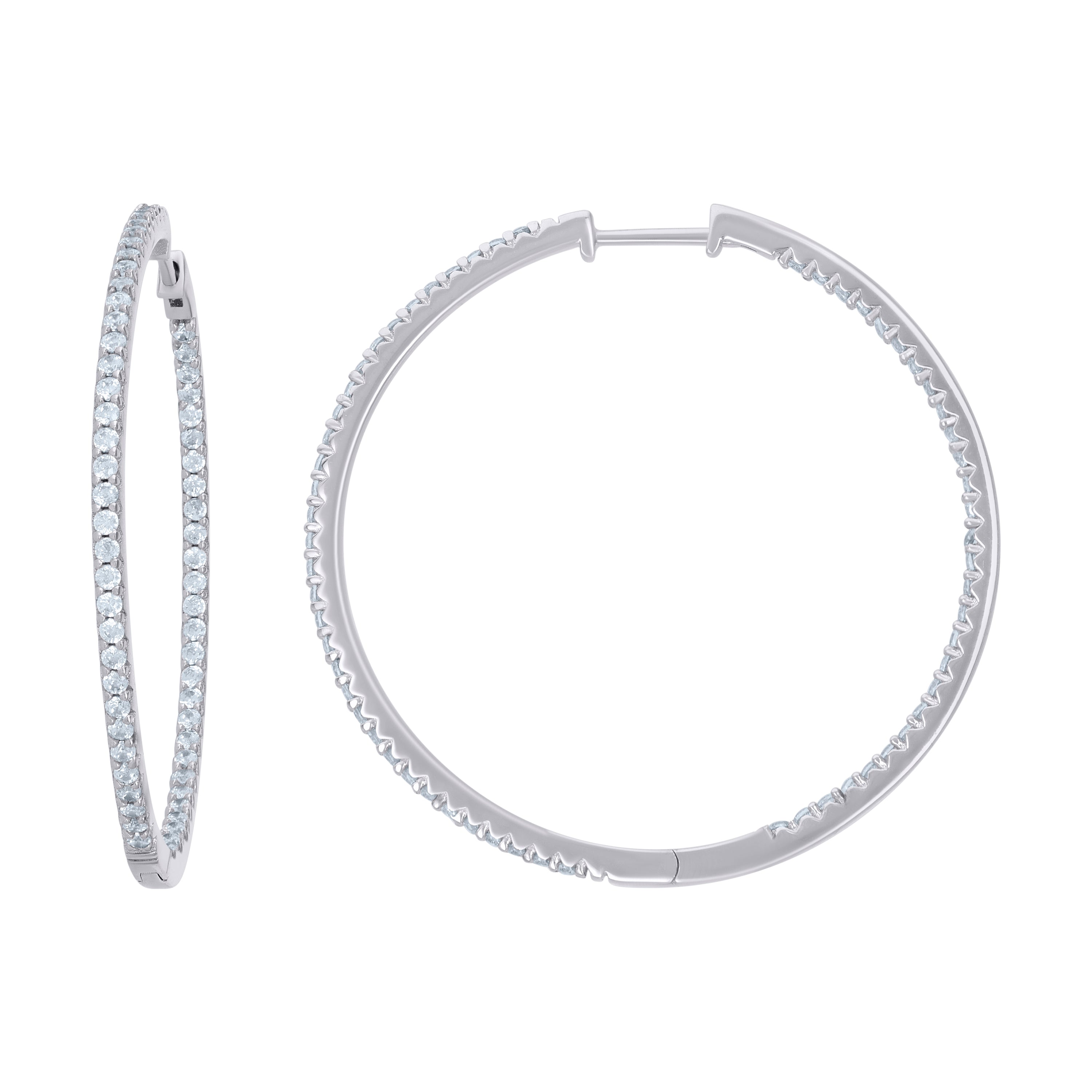 925 Sterling Silver Womens Cubic-Zirconia Single Row Endless Hoop Earrings