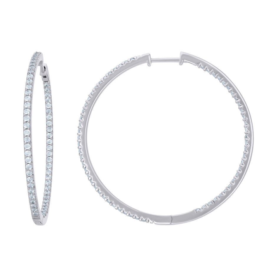 925 Sterling Silver Womens Cubic-Zirconia Single Row Endless Hoop Earrings