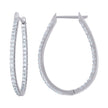 925 Sterling Silver Womens Cubic-Zirconia Single Row Hoop Earrings