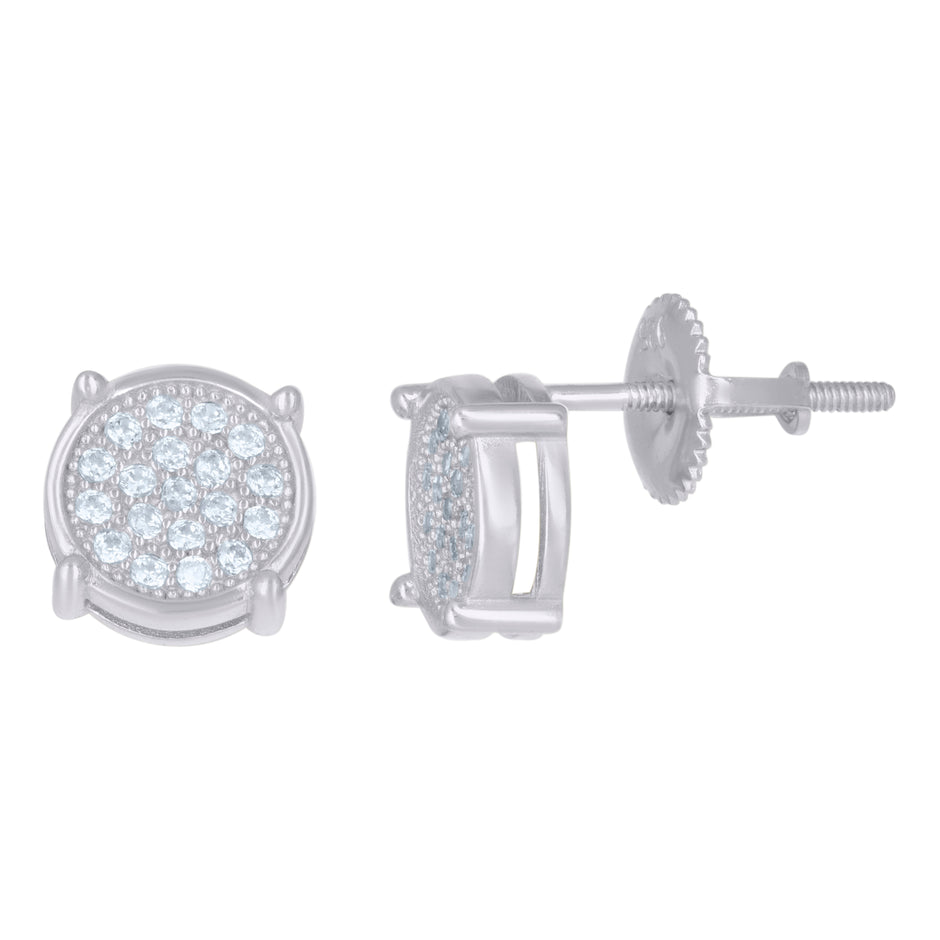 925 Sterling Silver Mens Cubic-Zirconia Fashion Stud Earrings