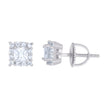 925 Sterling Silver Womens Princess-Cut Round Cubic-Zirconia Square Fashion Stud Earrings