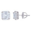 925 Sterling Silver Womens Cushion-Cut Round Cubic-Zirconia Square Fashion Stud Earrings