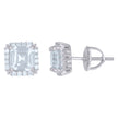 925 Sterling Silver Womens Cushion-Cut Round Cubic-Zirconia Square Fashion Stud Earrings