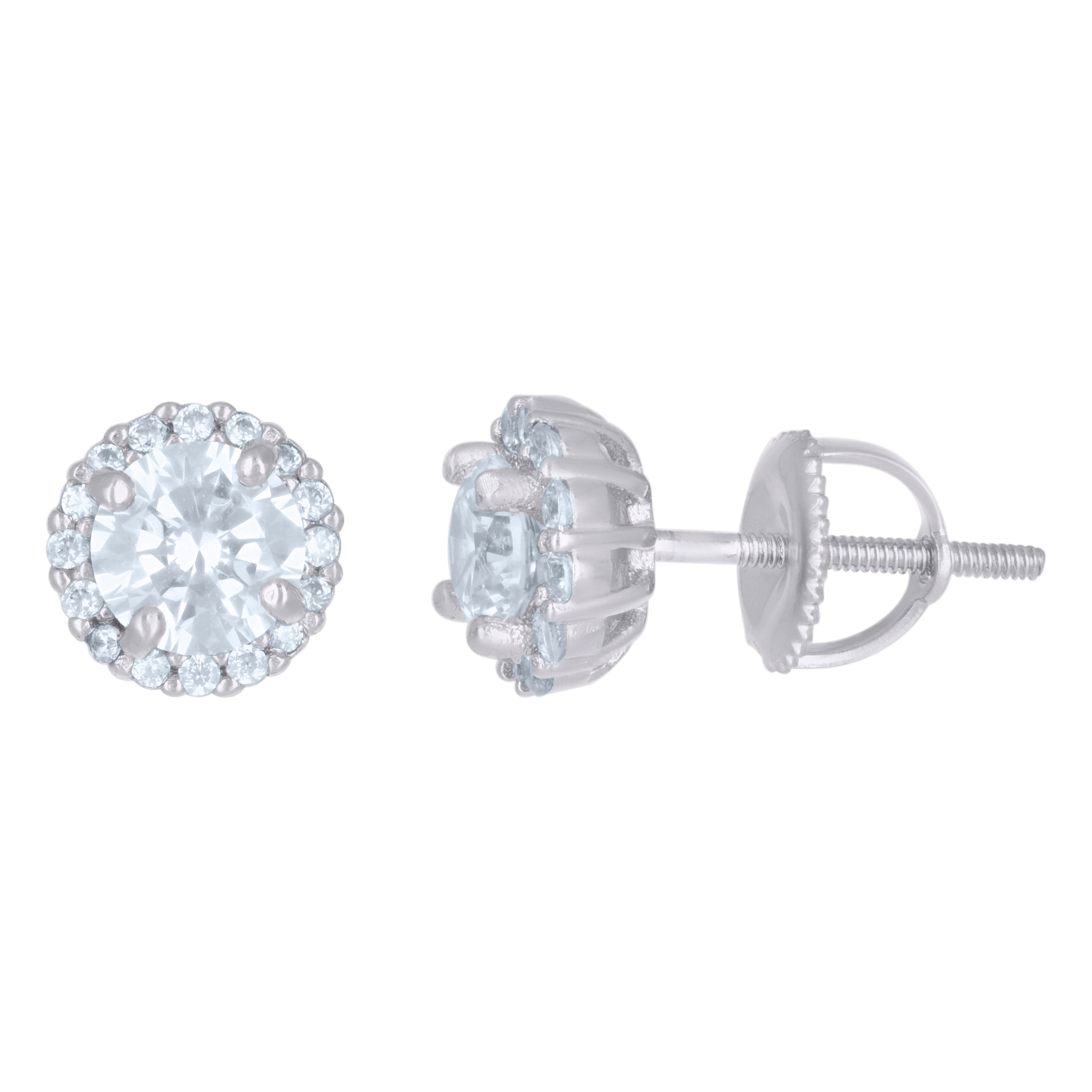 925 Sterling Silver Womens Cubic-Zirconia Round Fashion Stud Earrings