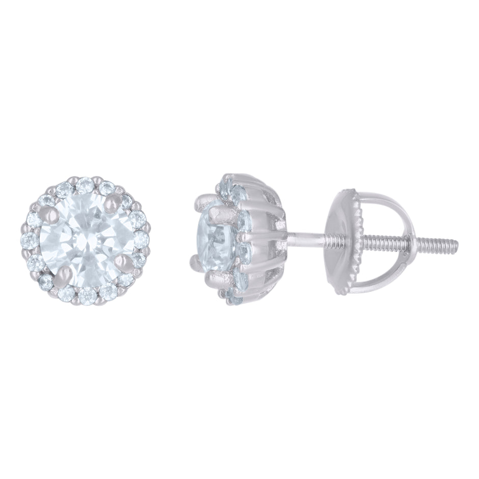 925 Sterling Silver Womens Cubic-Zirconia Round Fashion Stud Earrings