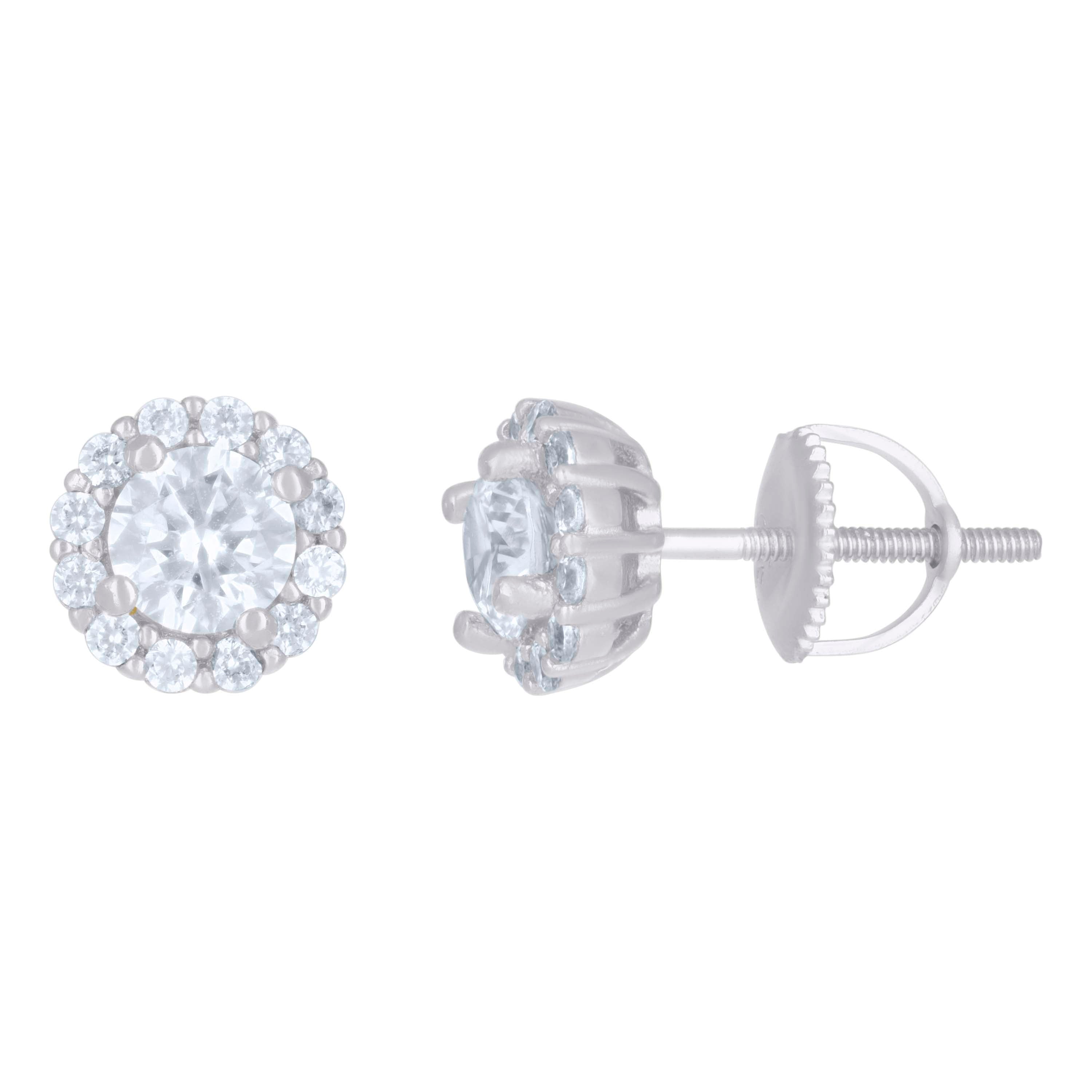 925 Sterling Silver Womens Cubic-Zirconia Round Fashion Stud Earrings