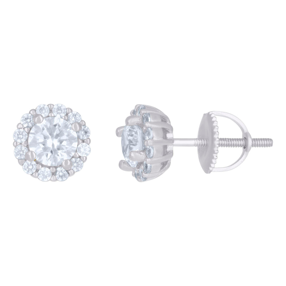 925 Sterling Silver Womens Cubic-Zirconia Round Fashion Stud Earrings