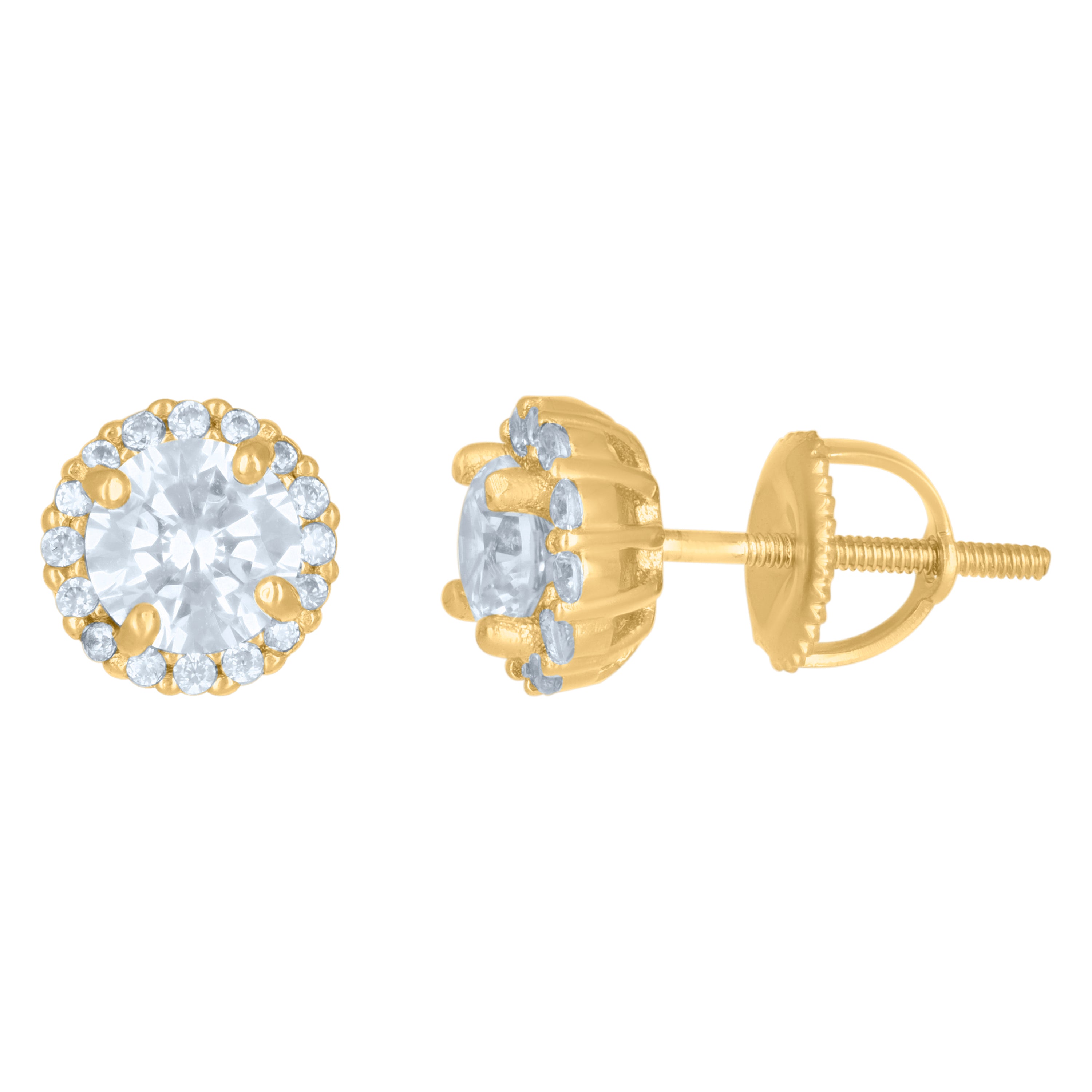 925 Sterling Silver Yellow-Tone Womens Cubic-Zirconia Round Fashion Stud Earrings