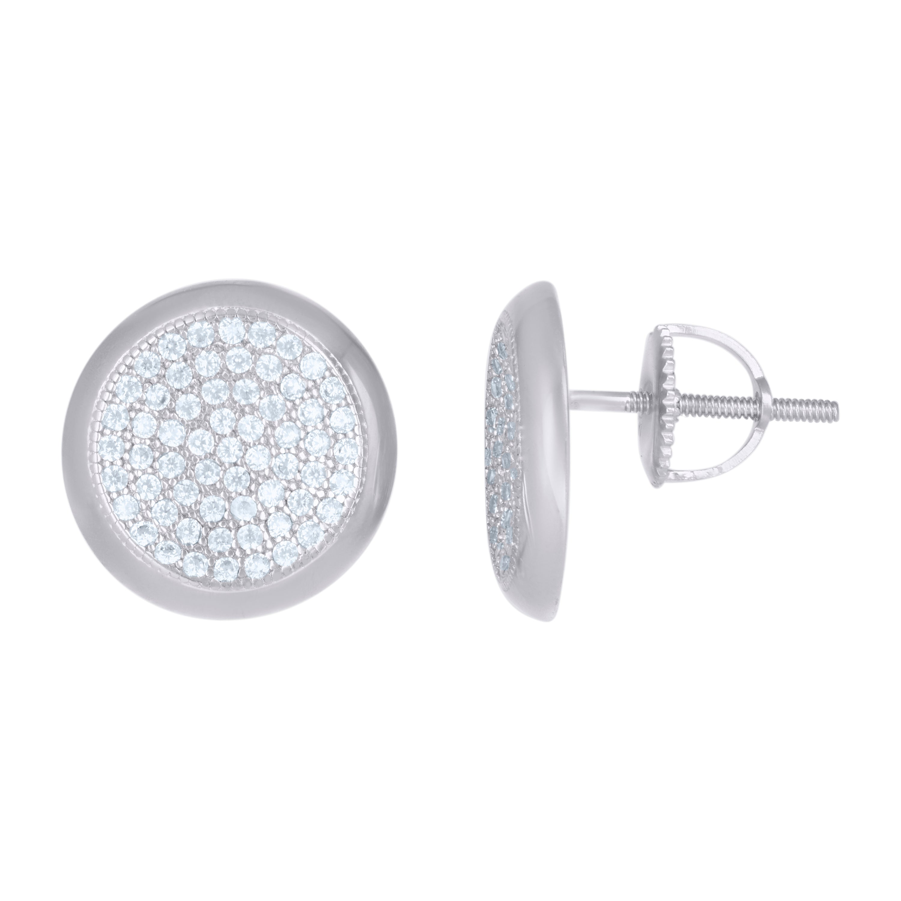 925 Sterling Silver Mens Cubic-Zirconia Fashion Stud Earrings