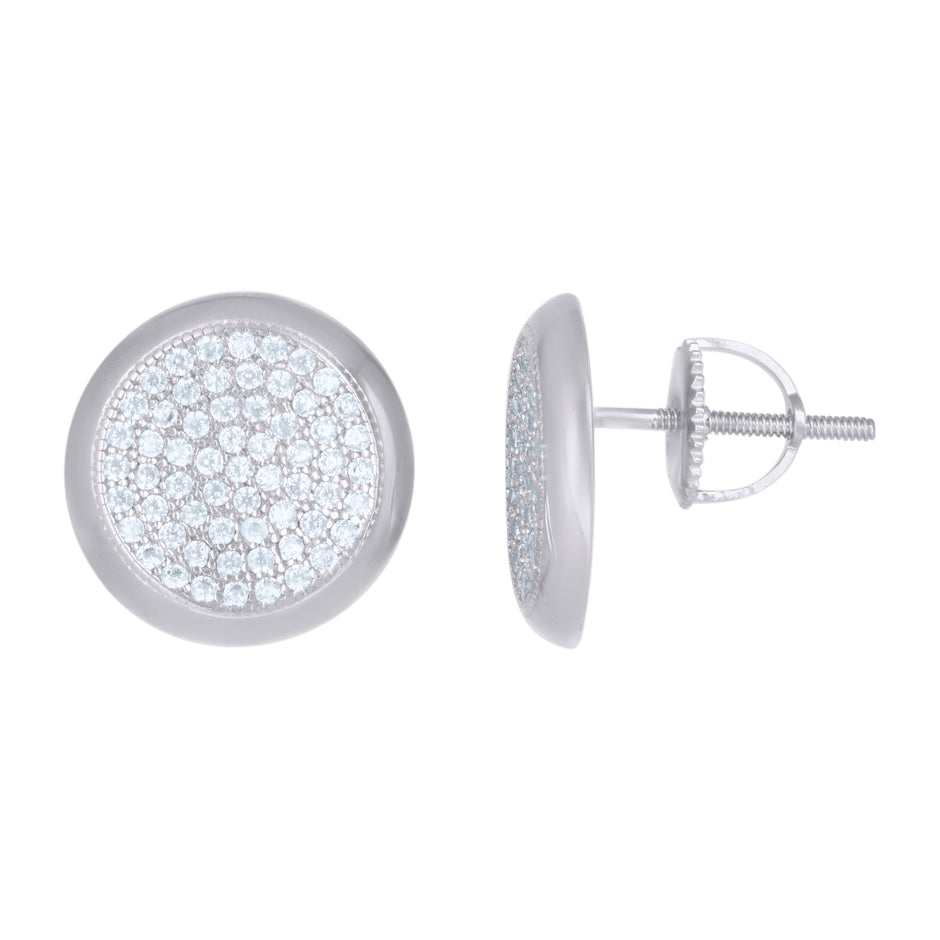 925 Sterling Silver Mens Cubic-Zirconia Fashion Stud Earrings
