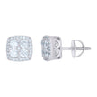 925 Sterling Silver Mens Cubic-Zirconia Square Stud Earrings