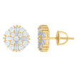 925 Sterling Silver Yellow-Tone Mens Baguette Round Cubic-Zirconia Fashion Stud Earrings