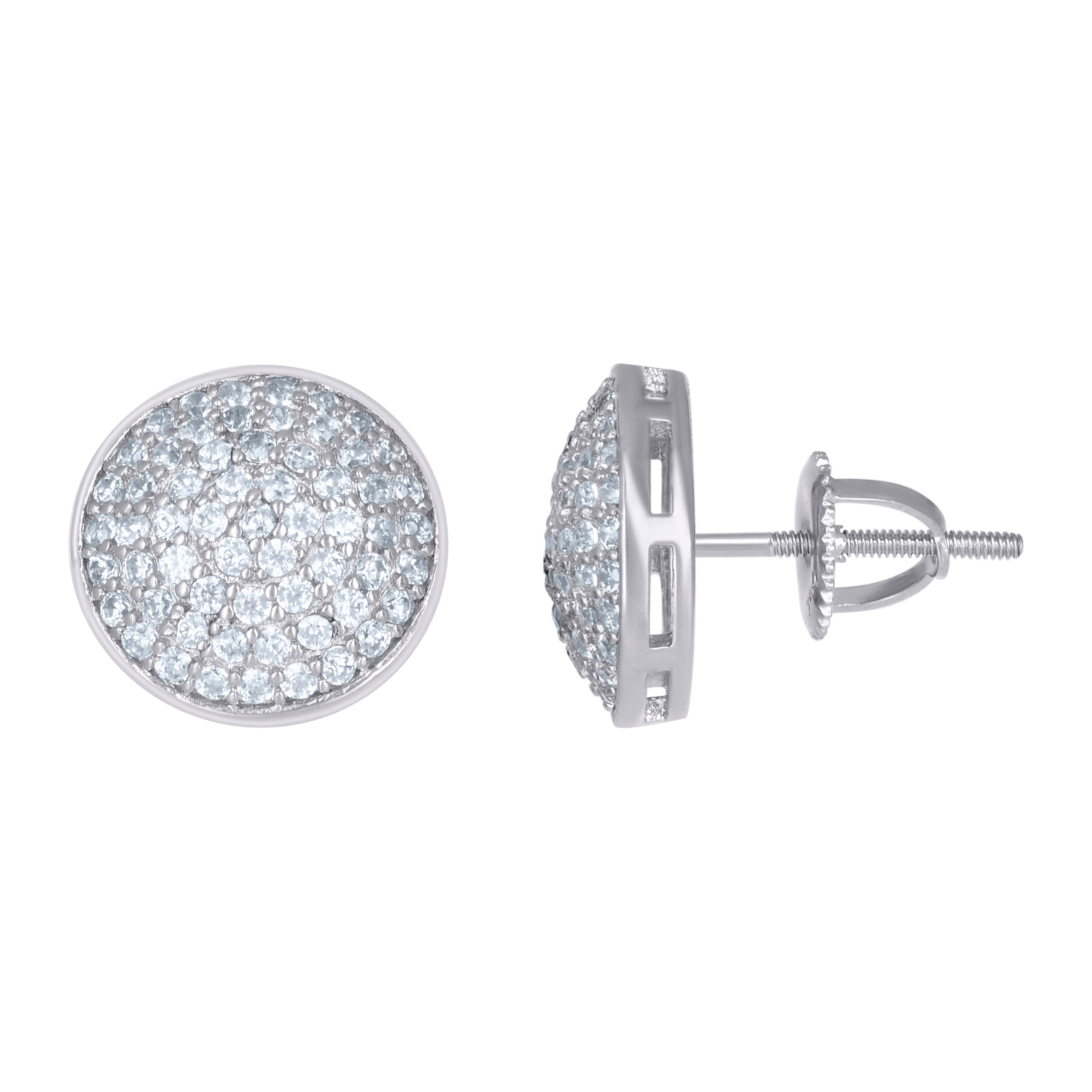 925 Sterling Silver Mens Cubic-Zirconia Fashion Stud Earrings