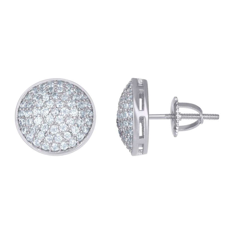 925 Sterling Silver Mens Cubic-Zirconia Fashion Stud Earrings