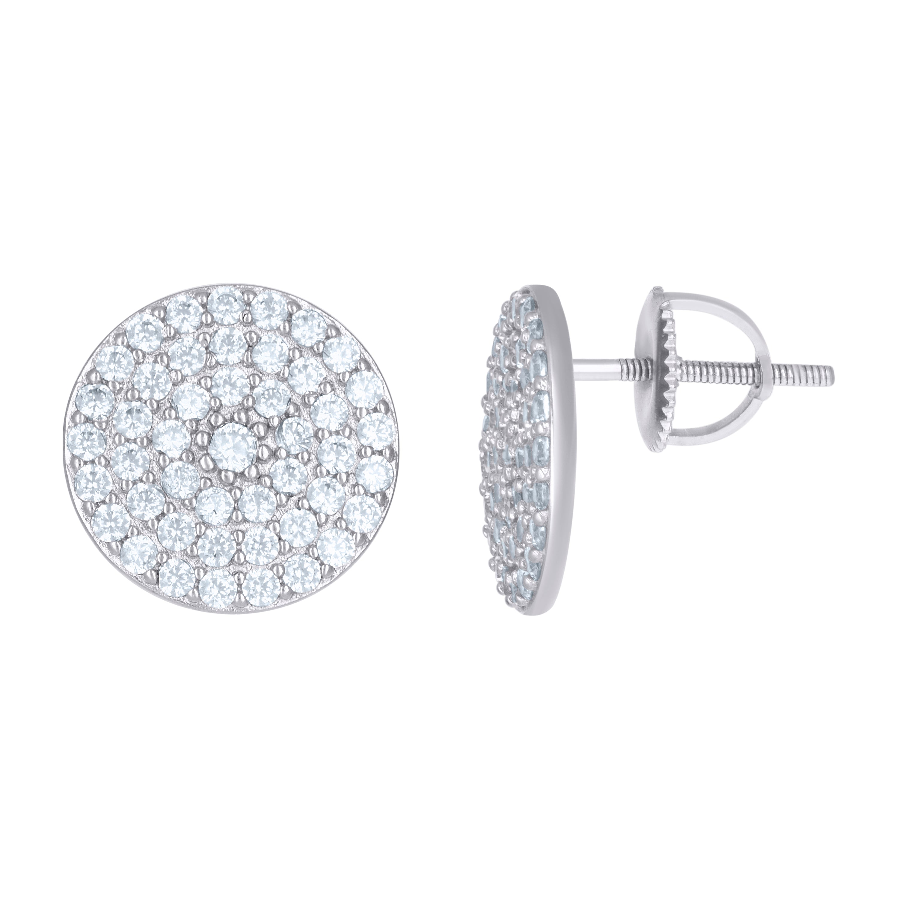 925 Sterling Silver Mens Cubic-Zirconia Fashion Stud Earrings