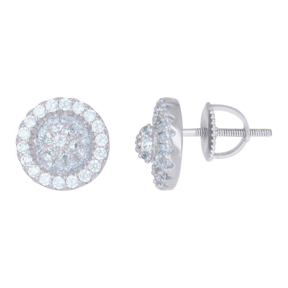 925 Sterling Silver Mens Cubic-Zirconia Fashion Stud Earrings