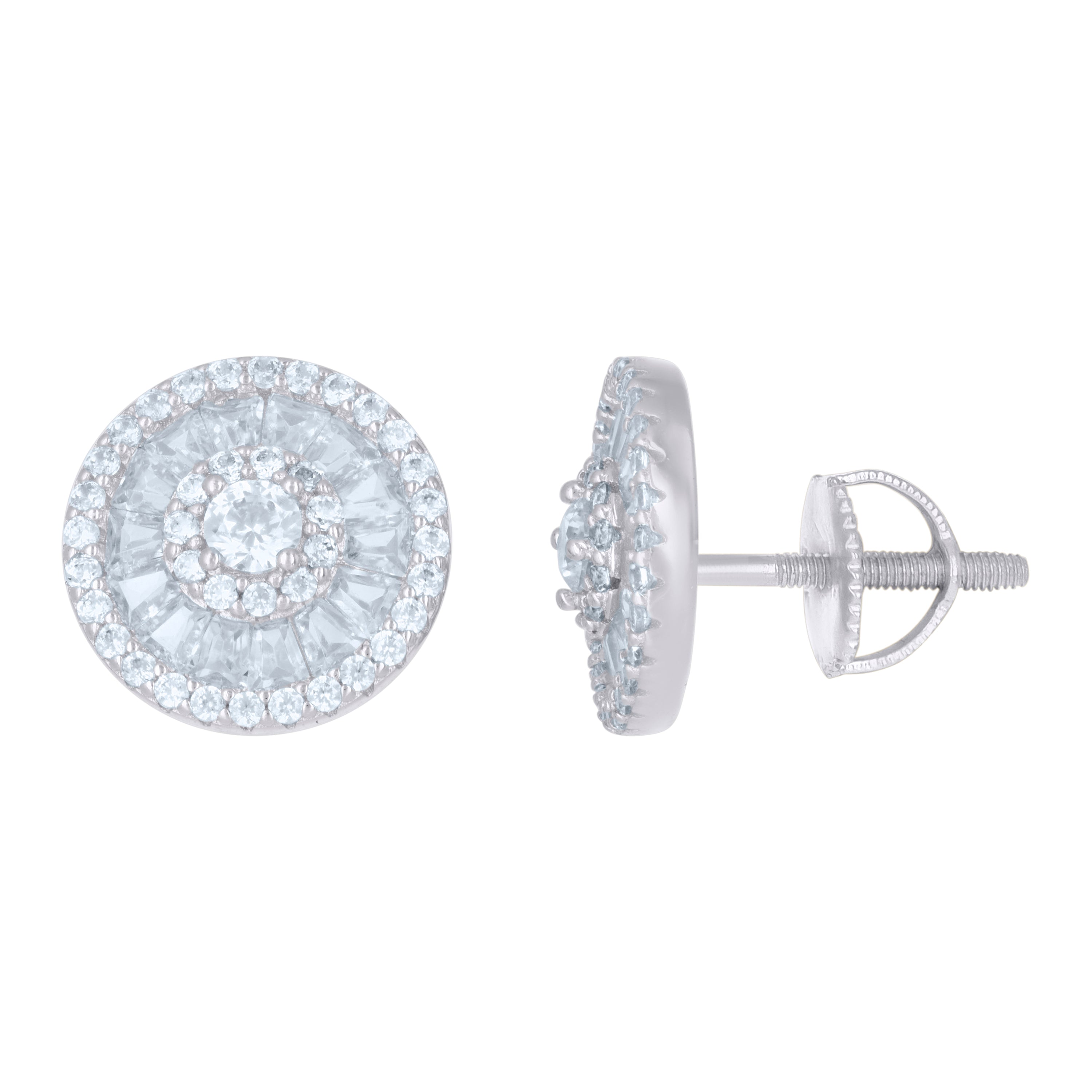 925 Sterling Silver Mens Cubic-Zirconia Fashion Stud Earrings