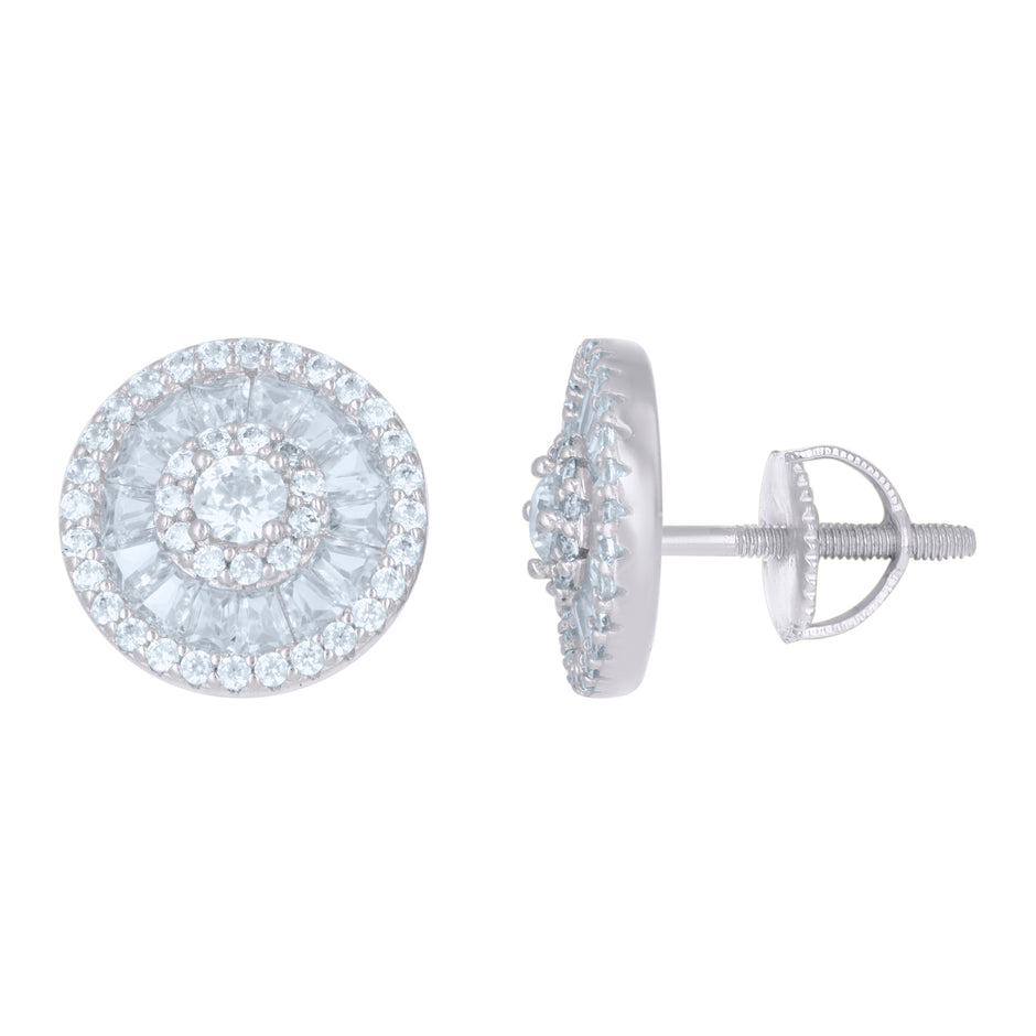 925 Sterling Silver Mens Cubic-Zirconia Fashion Stud Earrings