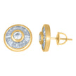 925 Sterling Silver Yellow-Tone Womens Baguette Round Cubic-Zirconia Round Fashion Stud Earrings