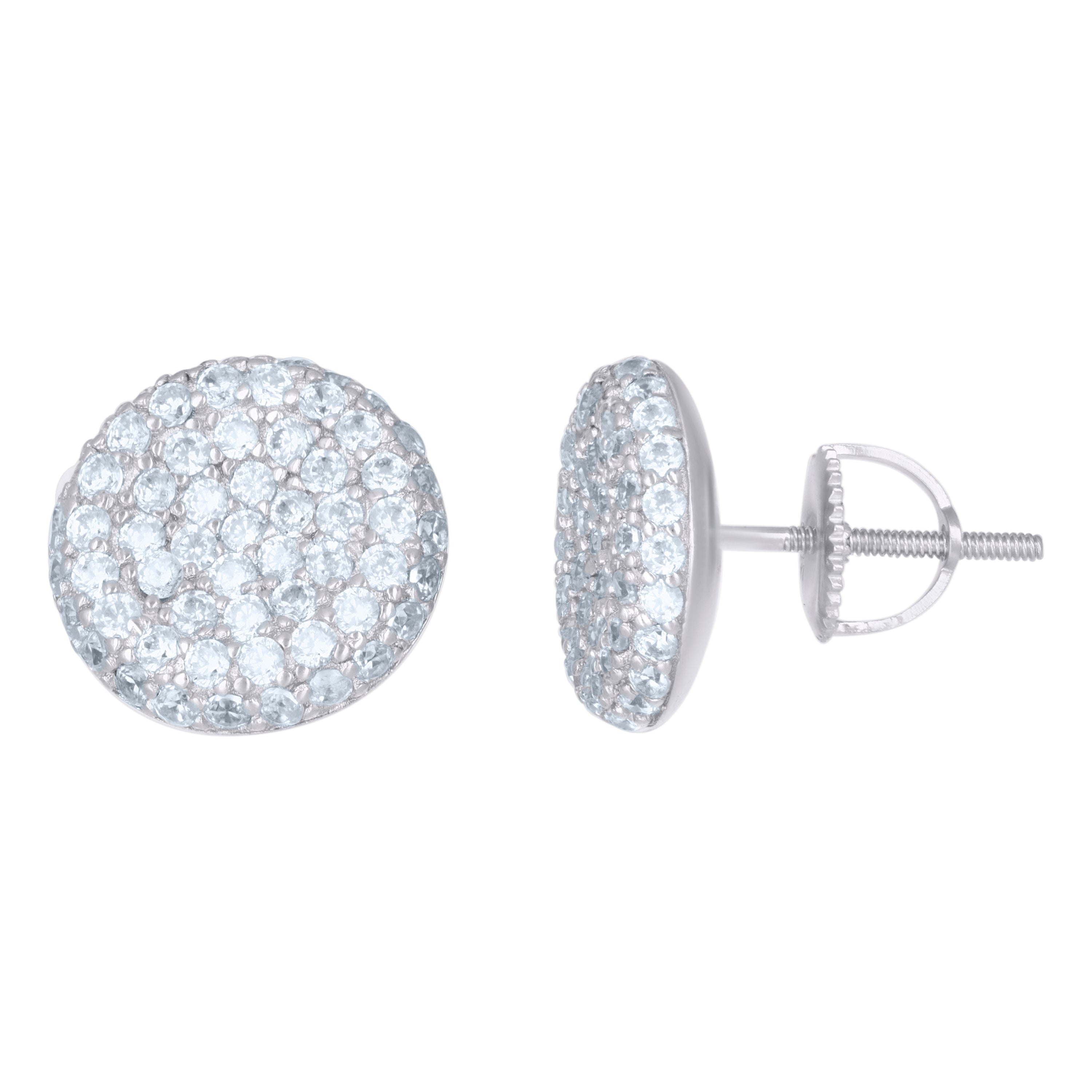 925 Sterling Silver Mens Cubic-Zirconia Fashion Stud Earrings