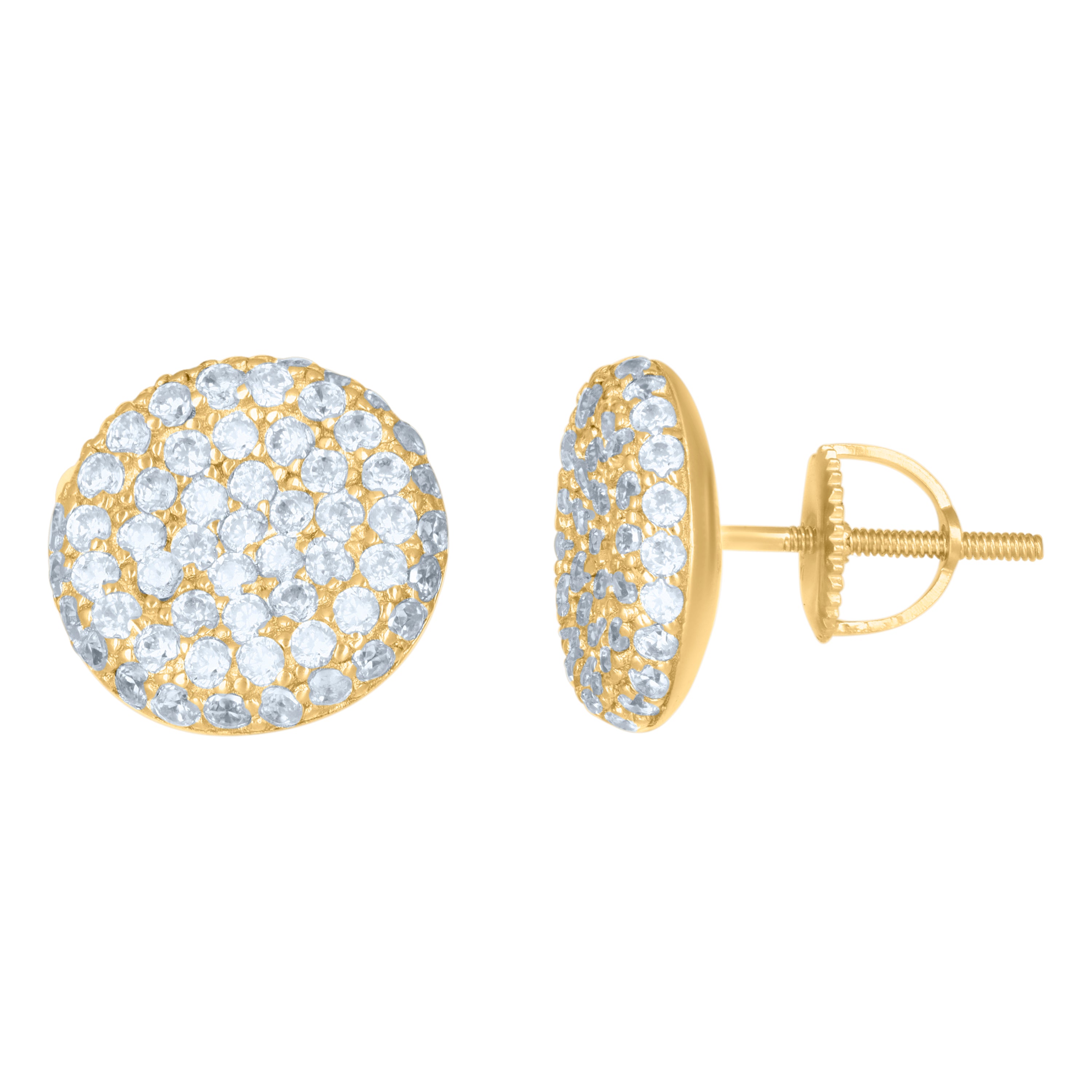 925 Sterling Silver Yellow-Tone Mens Cubic-Zirconia Fashion Stud Earrings