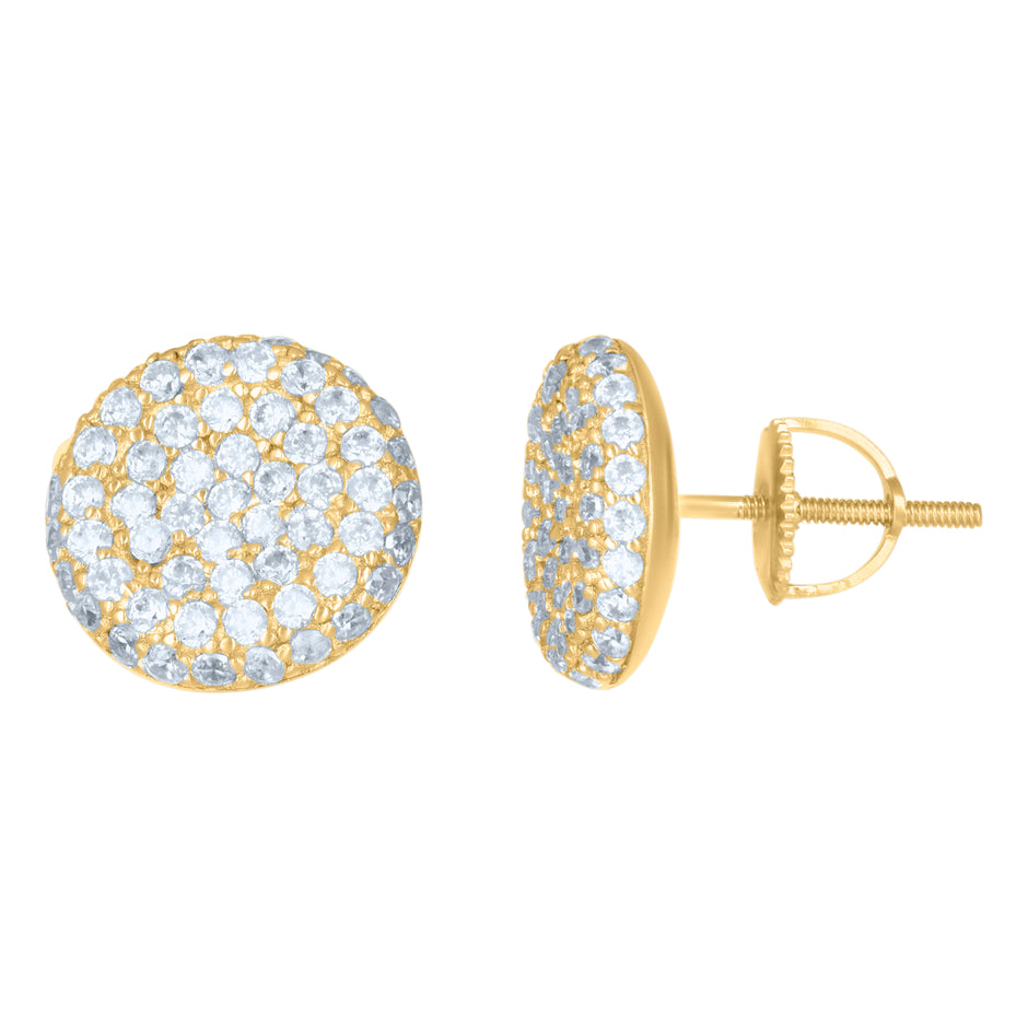 925 Sterling Silver Yellow-Tone Mens Cubic-Zirconia Fashion Stud Earrings