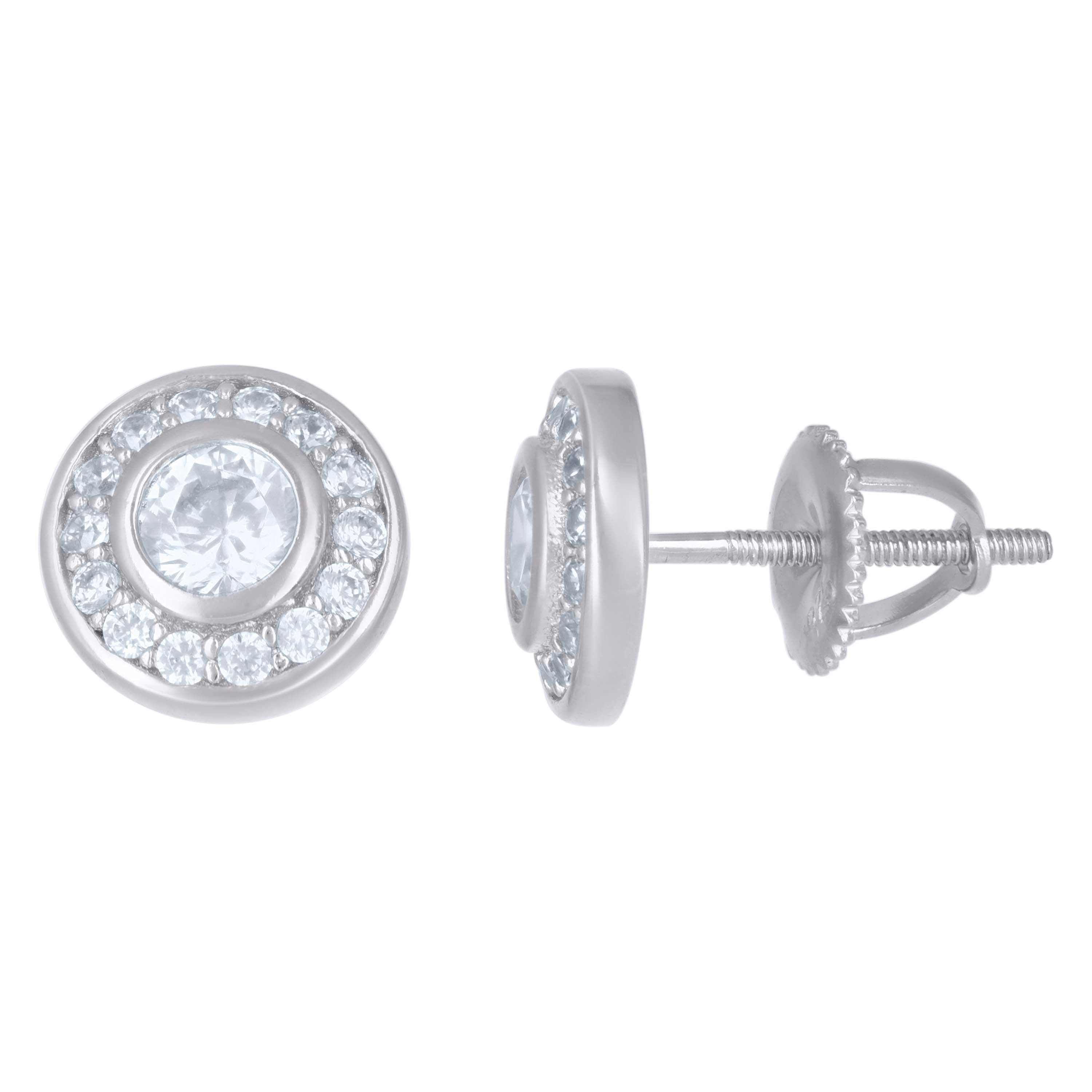 925 Sterling Silver Womens Cubic-Zirconia Round Fashion Stud Earrings