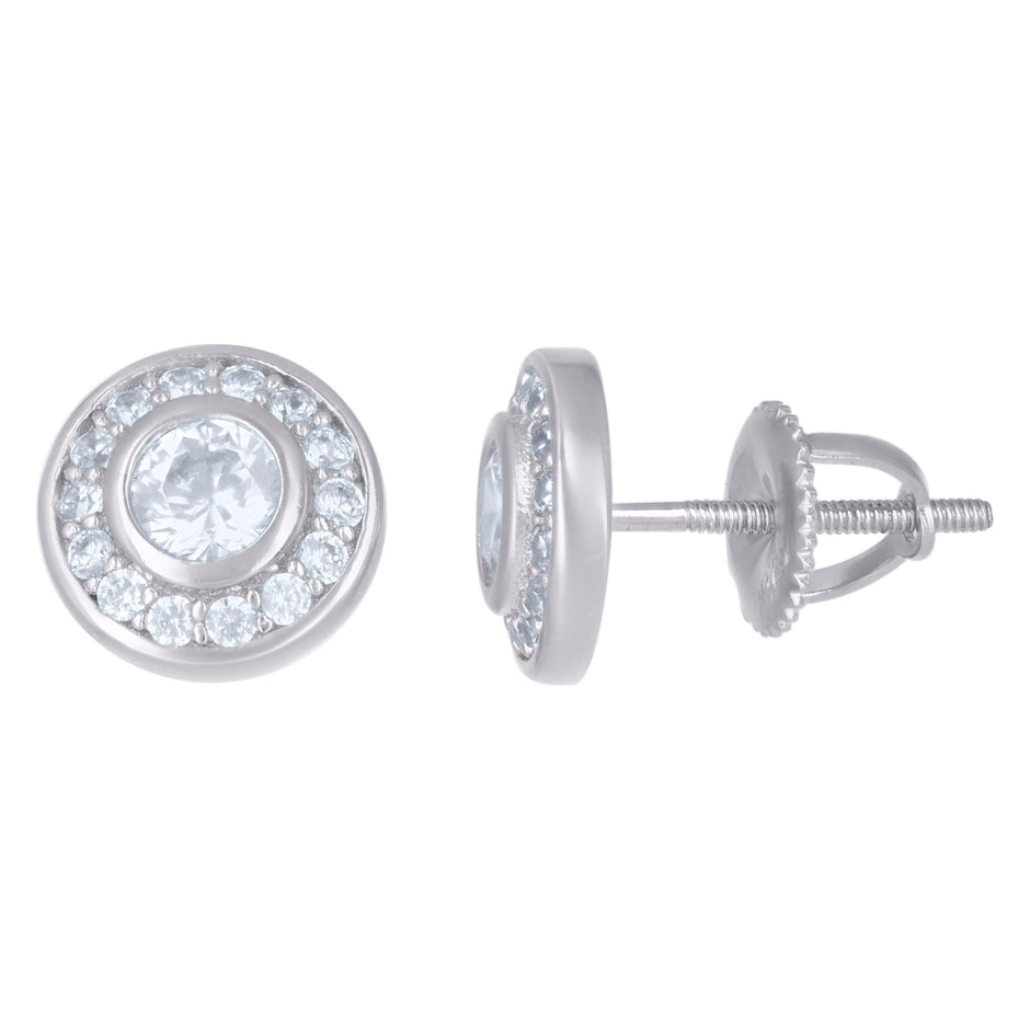 925 Sterling Silver Womens Cubic-Zirconia Round Fashion Stud Earrings