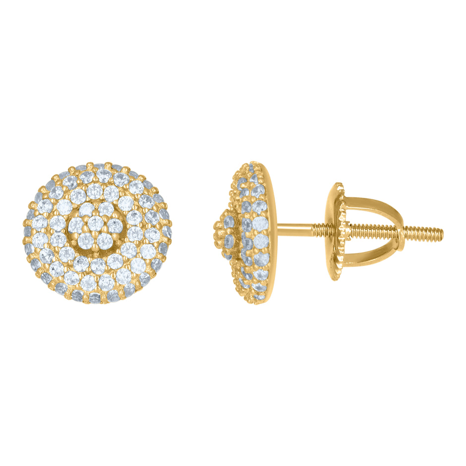 925 Sterling Silver Yellow-Tone Mens Cubic-Zirconia Fashion Stud Earrings