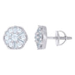 925 Sterling Silver Womens Baguette Round Cubic-Zirconia Flower Fashion Stud Earrings