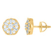 925 Sterling Silver Yellow-Tone Womens Baguette Round Cubic-Zirconia Flower Fashion Stud Earrings