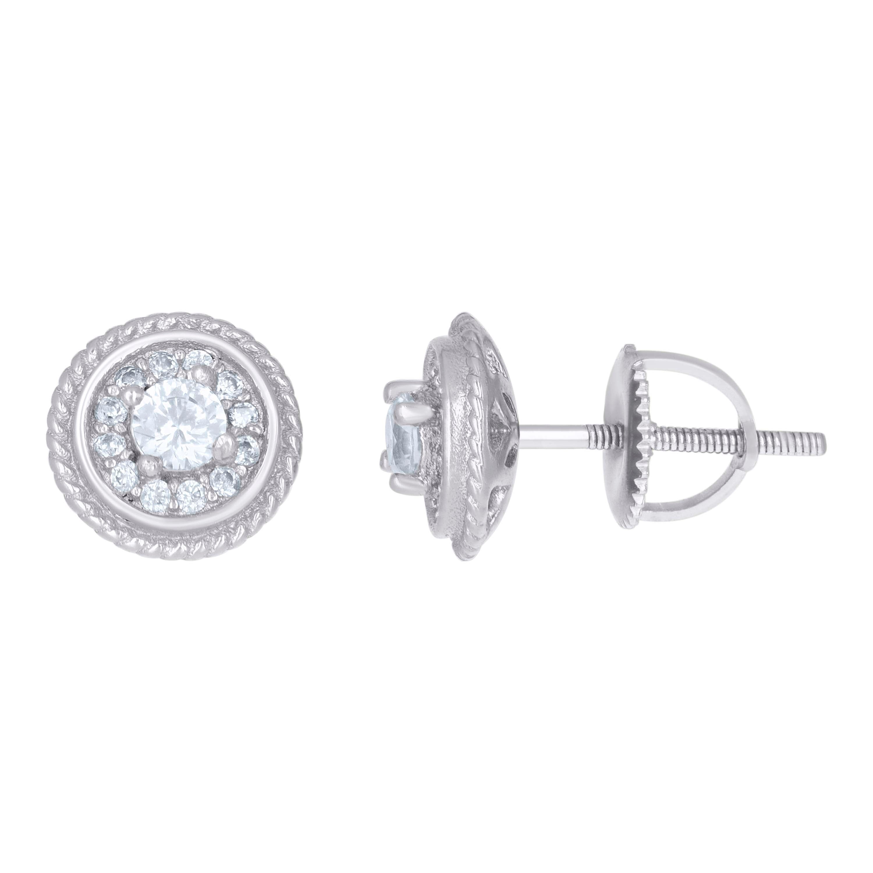 925 Sterling Silver Womens Cubic-Zirconia Round Fashion Stud Earrings