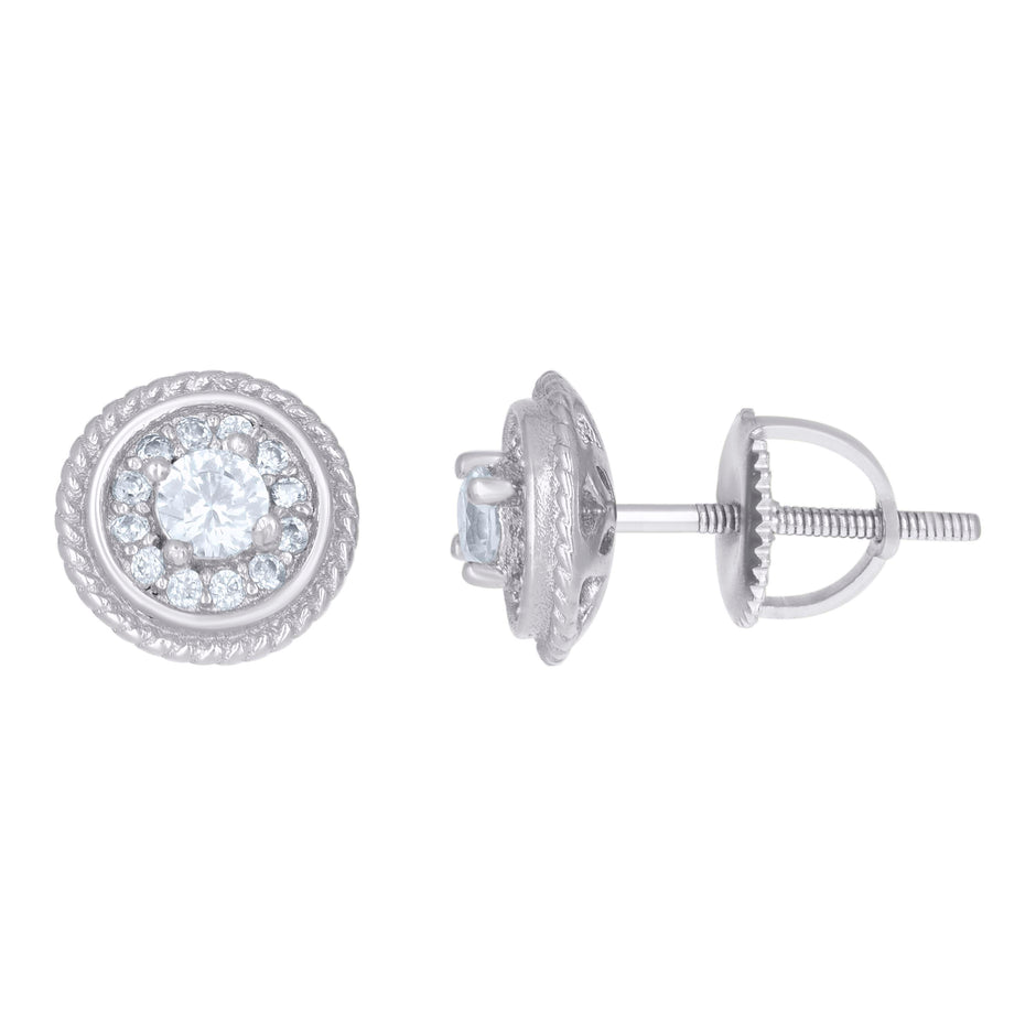 925 Sterling Silver Womens Cubic-Zirconia Round Fashion Stud Earrings