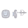 925 Sterling Silver Mens Princess-Cut Round Cubic-Zirconia Square Stud Earrings
