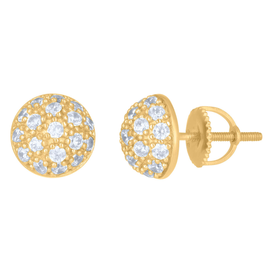 925 Sterling Silver Yellow-Tone Mens Cubic-Zirconia Fashion Stud Earrings
