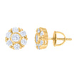 925 Sterling Silver Yellow-Tone Womens Cubic-Zirconia Flower Fashion Stud Earrings