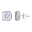 925 Sterling Silver Mens Princess-Cut Round Cubic-Zirconia Square Stud Earrings