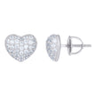 925 Sterling Silver Womens Cubic-Zirconia Heart Stud Earrings