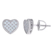 925 Sterling Silver Womens Cubic-Zirconia Heart Stud Earrings