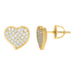 925 Sterling Silver Yellow-Tone Womens Cubic-Zirconia Heart Stud Earrings