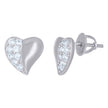 925 Sterling Silver Womens Cubic-Zirconia Heart Stud Earrings
