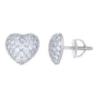 925 Sterling Silver Womens Cubic-Zirconia Heart Stud Earrings